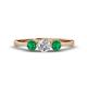1 - Shirley 5.00 mm Round Diamond and Emerald Three Stone Engagement Ring 