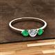 2 - Shirley 5.00 mm Round Diamond and Emerald Three Stone Engagement Ring 