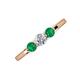 3 - Shirley 5.00 mm Round Diamond and Emerald Three Stone Engagement Ring 