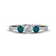 1 - Shirley 5.00 mm Round Diamond and London Blue Topaz Three Stone Engagement Ring 