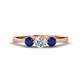 1 - Shirley 5.00 mm Round Diamond and Blue Sapphire Three Stone Engagement Ring 