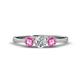 1 - Shirley 5.00 mm Round Diamond and Pink Sapphire Three Stone Engagement Ring 