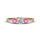 1 - Shirley 5.00 mm Round Diamond and Pink Sapphire Three Stone Engagement Ring 