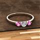 2 - Shirley 5.00 mm Round Diamond and Pink Sapphire Three Stone Engagement Ring 