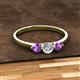 2 - Shirley 5.00 mm Round Diamond and Amethyst Three Stone Engagement Ring 