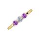 3 - Shirley 5.00 mm Round Diamond and Amethyst Three Stone Engagement Ring 