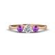 1 - Shirley 5.00 mm Round Diamond and Amethyst Three Stone Engagement Ring 