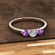 2 - Shirley 5.00 mm Round Diamond and Amethyst Three Stone Engagement Ring 