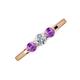 3 - Shirley 5.00 mm Round Diamond and Amethyst Three Stone Engagement Ring 