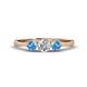 1 - Shirley 5.00 mm Round Diamond and Blue Topaz Three Stone Engagement Ring 