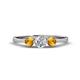 1 - Shirley 5.00 mm Round Diamond and Citrine Three Stone Engagement Ring 