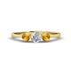 1 - Shirley 5.00 mm Round Diamond and Citrine Three Stone Engagement Ring 