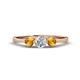 1 - Shirley 5.00 mm Round Diamond and Citrine Three Stone Engagement Ring 