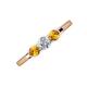 3 - Shirley 5.00 mm Round Diamond and Citrine Three Stone Engagement Ring 
