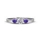 1 - Shirley 5.00 mm Round Diamond and Iolite Three Stone Engagement Ring 
