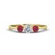 1 - Shirley 5.00 mm Round Diamond and Ruby Three Stone Engagement Ring 