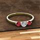 2 - Shirley 5.00 mm Round Diamond and Ruby Three Stone Engagement Ring 