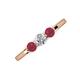 3 - Shirley 5.00 mm Round Diamond and Ruby Three Stone Engagement Ring 