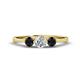 1 - Shirley 5.00 mm Round Black and White Black Diamond Three Stone Engagement Ring 