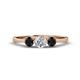 1 - Shirley 5.00 mm Round Black and White Black Diamond Three Stone Engagement Ring 