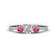 1 - Shirley 5.00 mm Round Diamond and Pink Tourmaline Three Stone Engagement Ring 