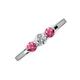 3 - Shirley 5.00 mm Round Diamond and Pink Tourmaline Three Stone Engagement Ring 