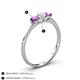 4 - Shirley 5.00 mm Round Diamond and Amethyst Three Stone Engagement Ring 