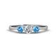 1 - Shirley 5.00 mm Round Diamond and Blue Topaz Three Stone Engagement Ring 