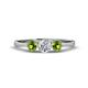 1 - Shirley 5.00 mm Round Diamond and Peridot Three Stone Engagement Ring 