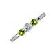 3 - Shirley 5.00 mm Round Diamond and Peridot Three Stone Engagement Ring 