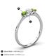 4 - Shirley 5.00 mm Round Diamond and Peridot Three Stone Engagement Ring 