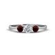 1 - Shirley 5.00 mm Round Diamond and Red Garnet Three Stone Engagement Ring 