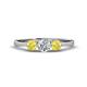 1 - Shirley 5.00 mm Round Diamond and Yellow Sapphire Three Stone Engagement Ring 
