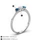 4 - Shirley 5.00 mm Round Blue and White Blue Diamond Three Stone Engagement Ring 