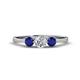1 - Shirley 5.00 mm Round Diamond and Blue Sapphire Three Stone Engagement Ring 