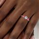6 - Shirley 5.00 mm Round Diamond and Pink Tourmaline Three Stone Engagement Ring 