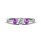 1 - Shirley 5.00 mm Round Diamond and Amethyst Three Stone Engagement Ring 