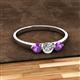 2 - Shirley 5.00 mm Round Diamond and Amethyst Three Stone Engagement Ring 