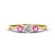 1 - Shirley 5.00 mm Round Diamond and Pink Sapphire Three Stone Engagement Ring 