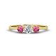 1 - Shirley 5.00 mm Round Diamond and Pink Tourmaline Three Stone Engagement Ring 