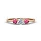 1 - Shirley 5.00 mm Round Diamond and Pink Tourmaline Three Stone Engagement Ring 