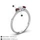 4 - Shirley 5.00 mm Round Diamond and Red Garnet Three Stone Engagement Ring 
