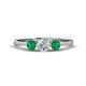 1 - Shirley 5.00 mm Round Diamond and Emerald Three Stone Engagement Ring 