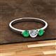 2 - Shirley 5.00 mm Round Diamond and Emerald Three Stone Engagement Ring 