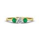 1 - Shirley 5.00 mm Round Diamond and Emerald Three Stone Engagement Ring 