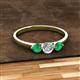 2 - Shirley 5.00 mm Round Diamond and Emerald Three Stone Engagement Ring 