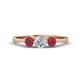 1 - Shirley 5.00 mm Round Diamond and Ruby Three Stone Engagement Ring 