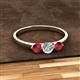 2 - Shirley 5.00 mm Round Diamond and Ruby Three Stone Engagement Ring 