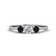 1 - Shirley 5.00 mm Round Black and White Black Diamond Three Stone Engagement Ring 
