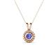 1 - Juliya 4.00 mm Round Tanzanite Rope Edge Bezel Set Solitaire Pendant Necklace 